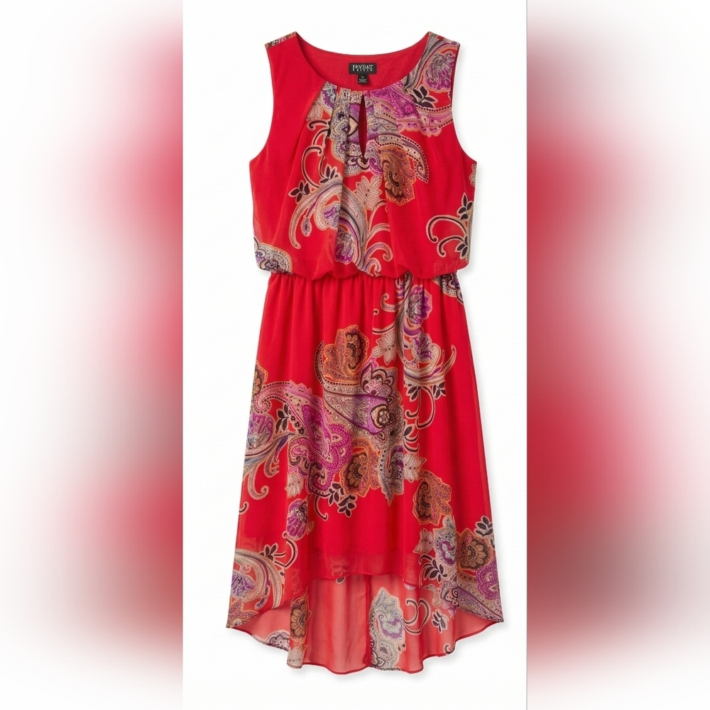 Enfocus Studio Red Paisley Print Dress Size 8